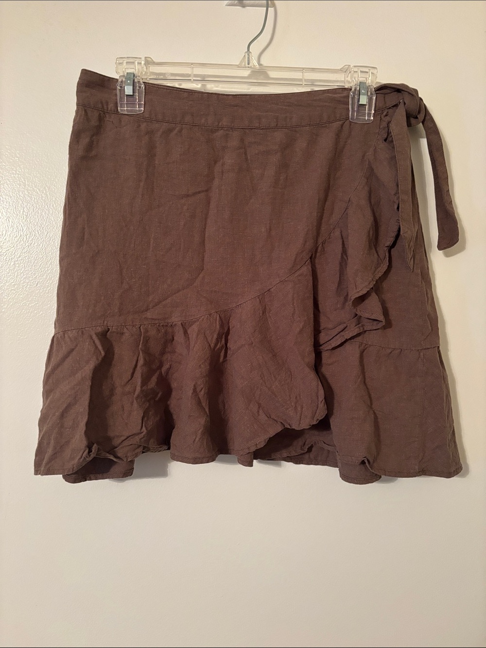 Free People Chocolate Brown Ruffle Wrap Skirt